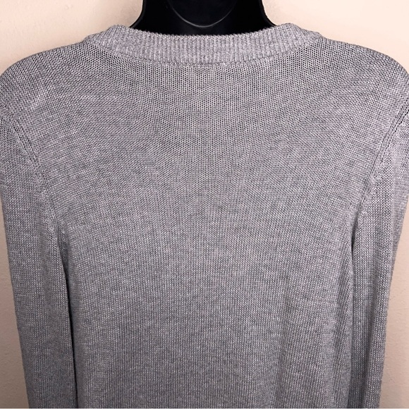 Petite Large Talbots Grey Silver Studded Cardigan Sweater Knit Zip Front Closure - Picture 8 of 13